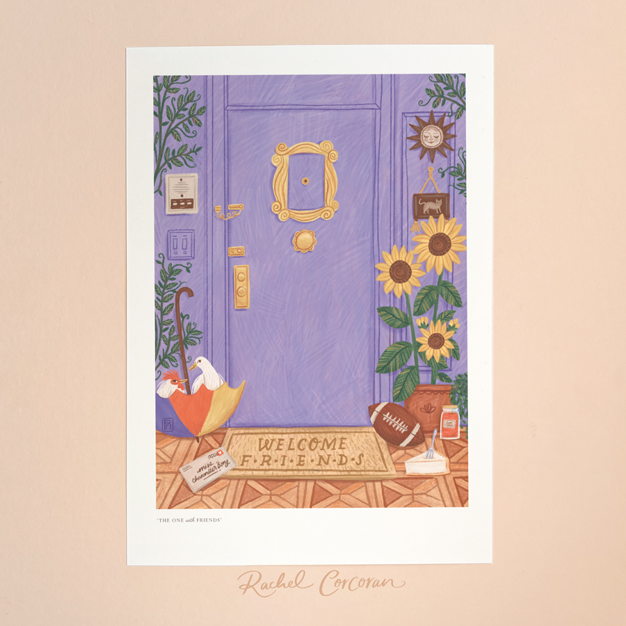 Friends Purple Door | Irish Illustrated Art Print