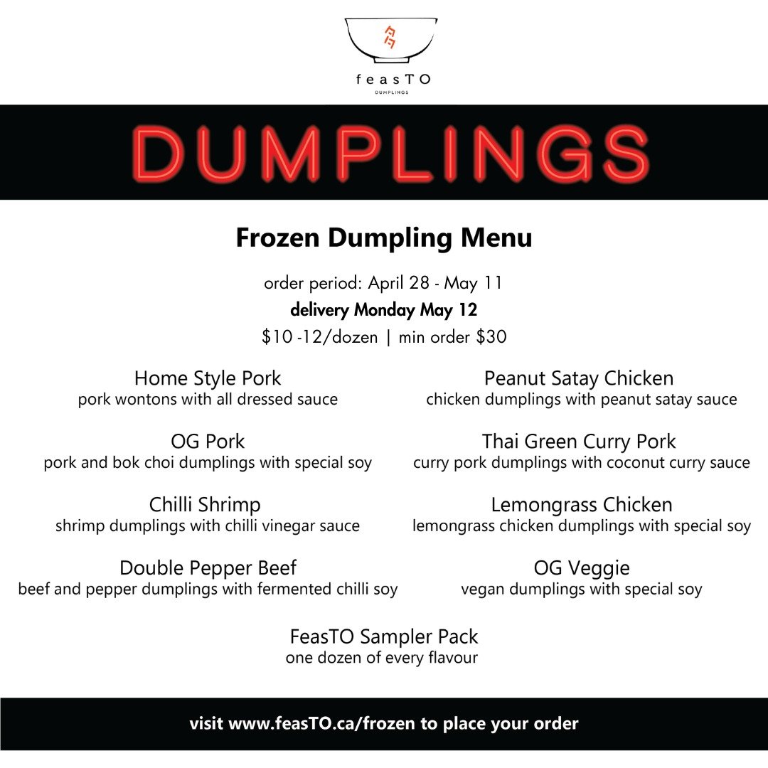 NEXT DELIVERY DAY ➡ May 12
GET YER DUMPLINGS HERE 🥟