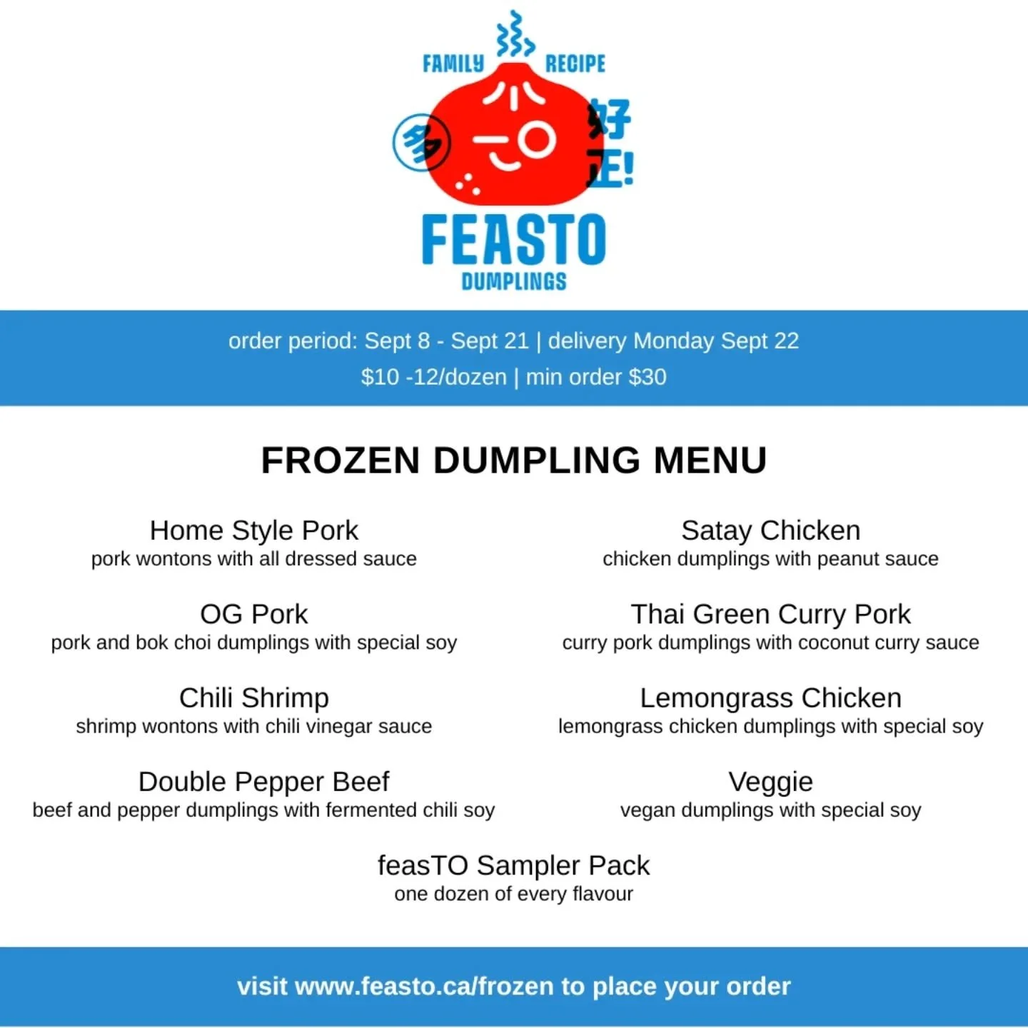 🚨📢 FROZEN DELIVERY IS BACK
Next delivery date is Sept 22 - order away!
#frozendumplings #homedelivery #torontofood
