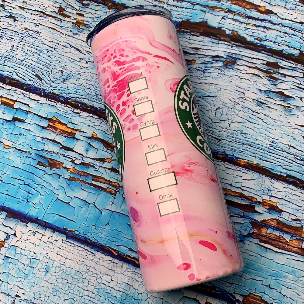 20oz Skinny Pink Marble Starbucks Tumbler Stainless Steel - NO EPOXY —  Frugal Fashionista By Toni