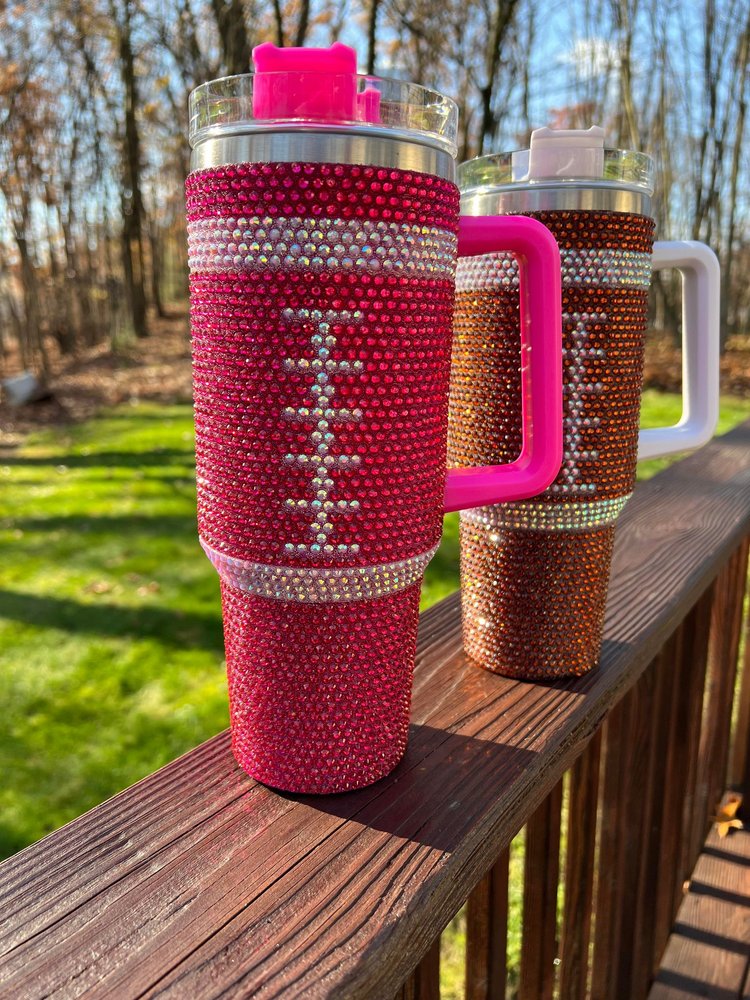 40oz Football Rhinestone Tumblers — Frugal Fashionista By Toni