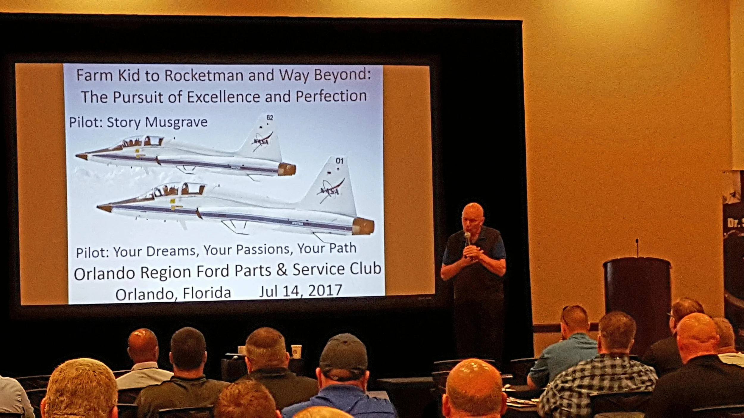 Dr. Story Musgrave wowing the Club with his inspiring life story.