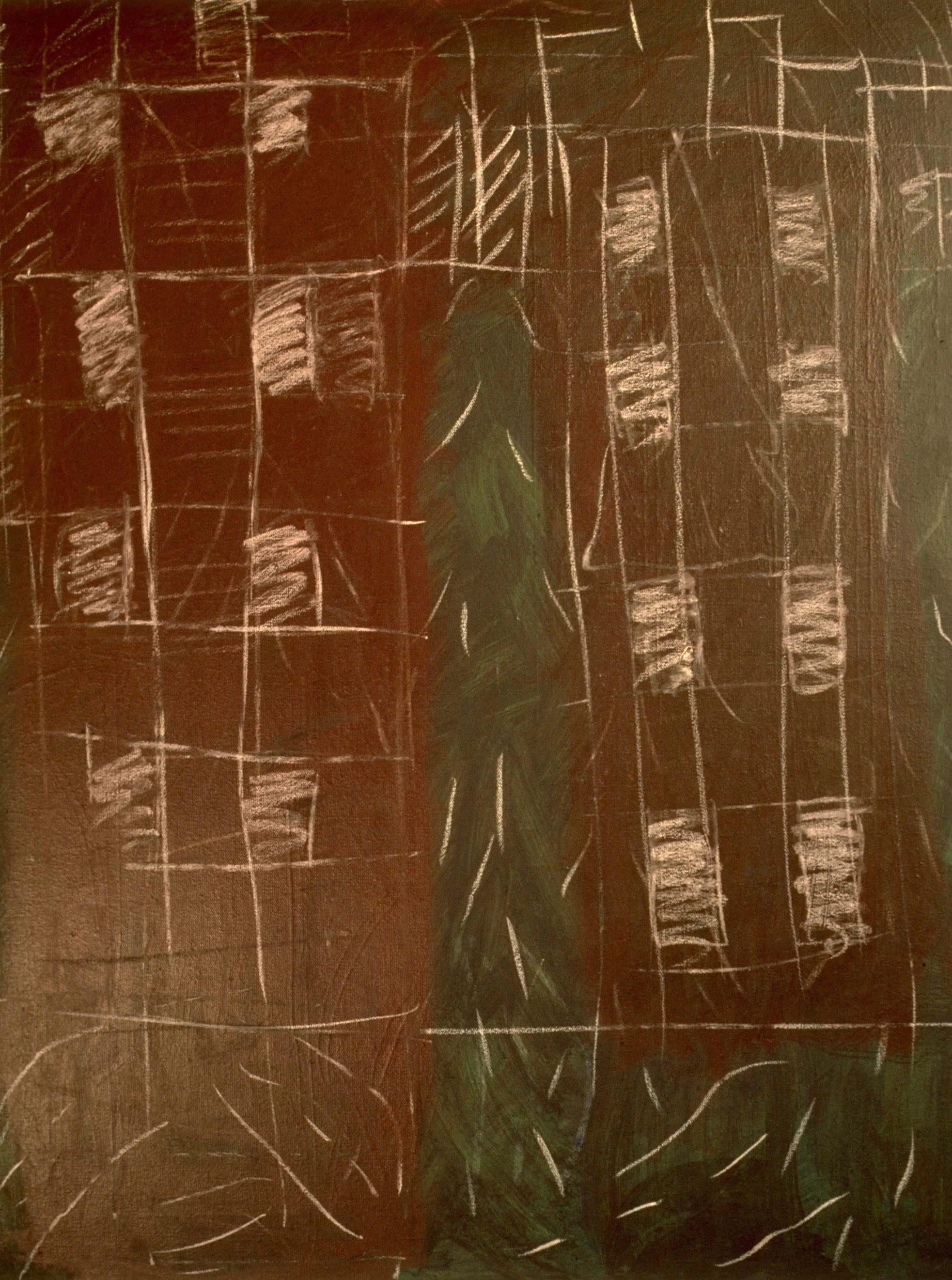 THE TALLEST TREES, 1985 Acrylic, oil pastel on canvas 30 x 24 inches (76.2 x 60.96 cm)