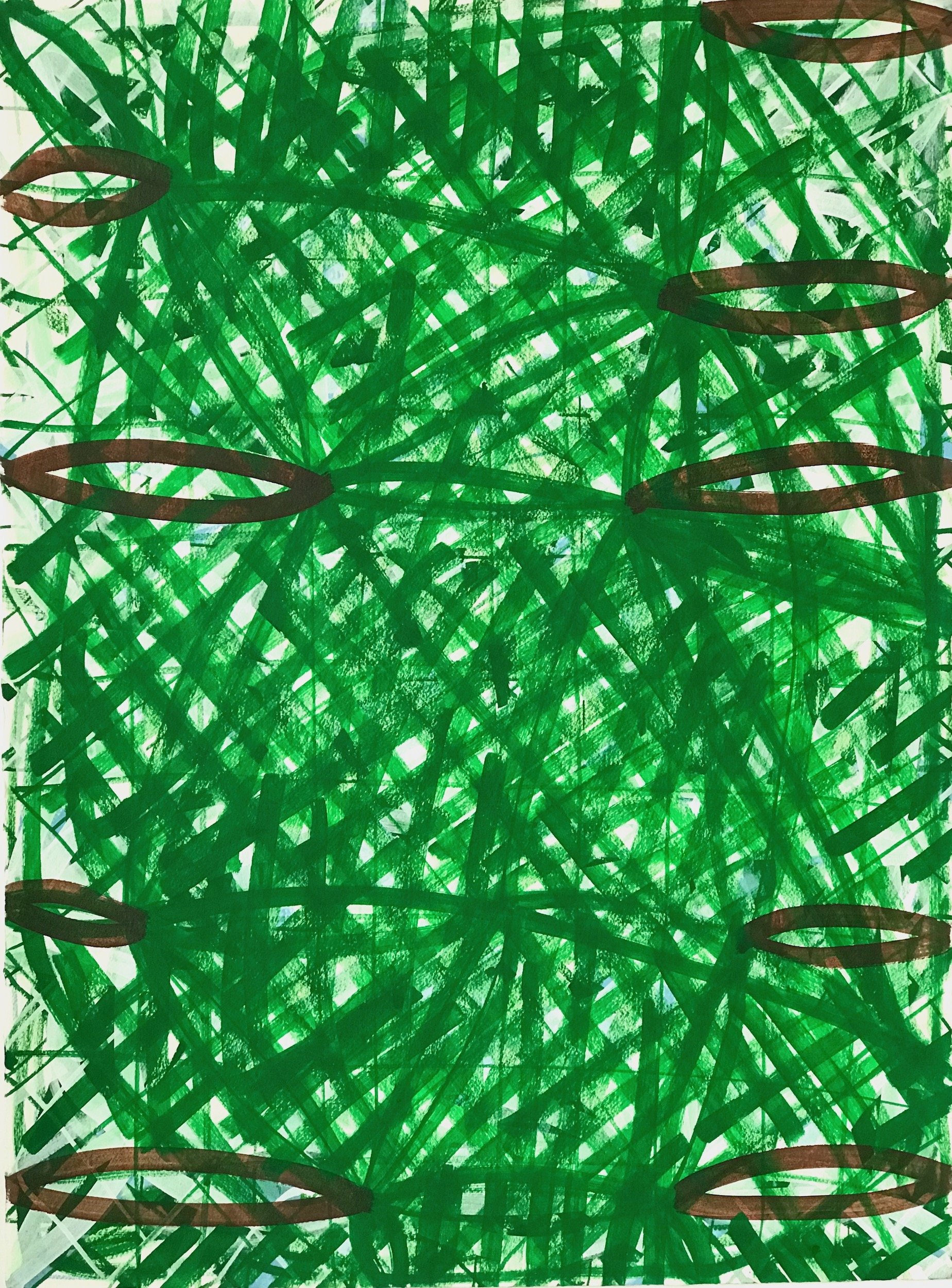 GREEN DISASTER, 2019 Acrylic on arches paper, 30 x 22 inches (76.2 x 55.9 cm)