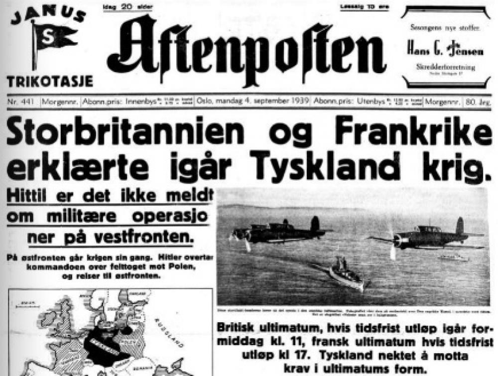 Aftenposten 4. september 1939