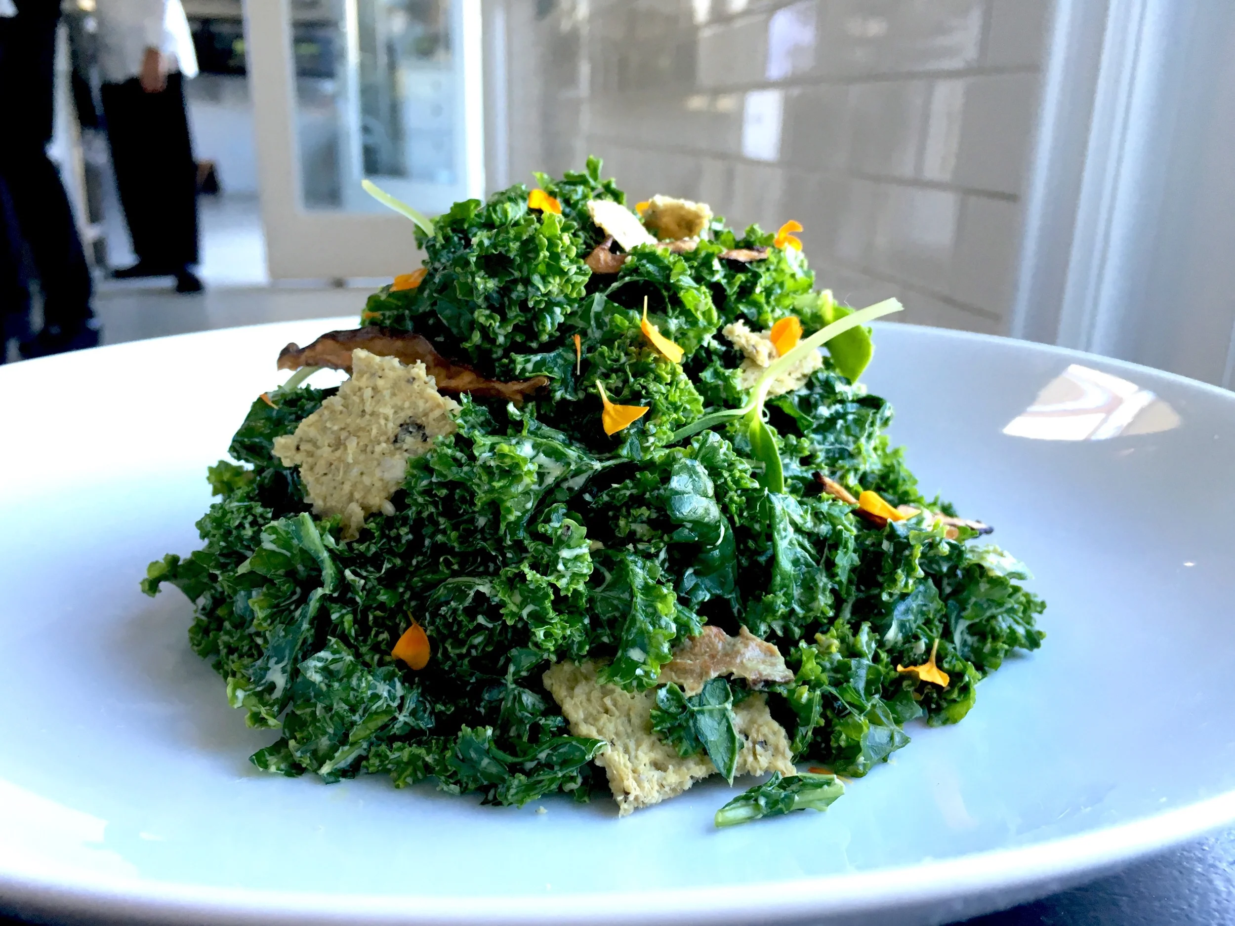 Kale caesar salad // dulse crouton / shiitake "anchovies" / sunflower caesar dressing