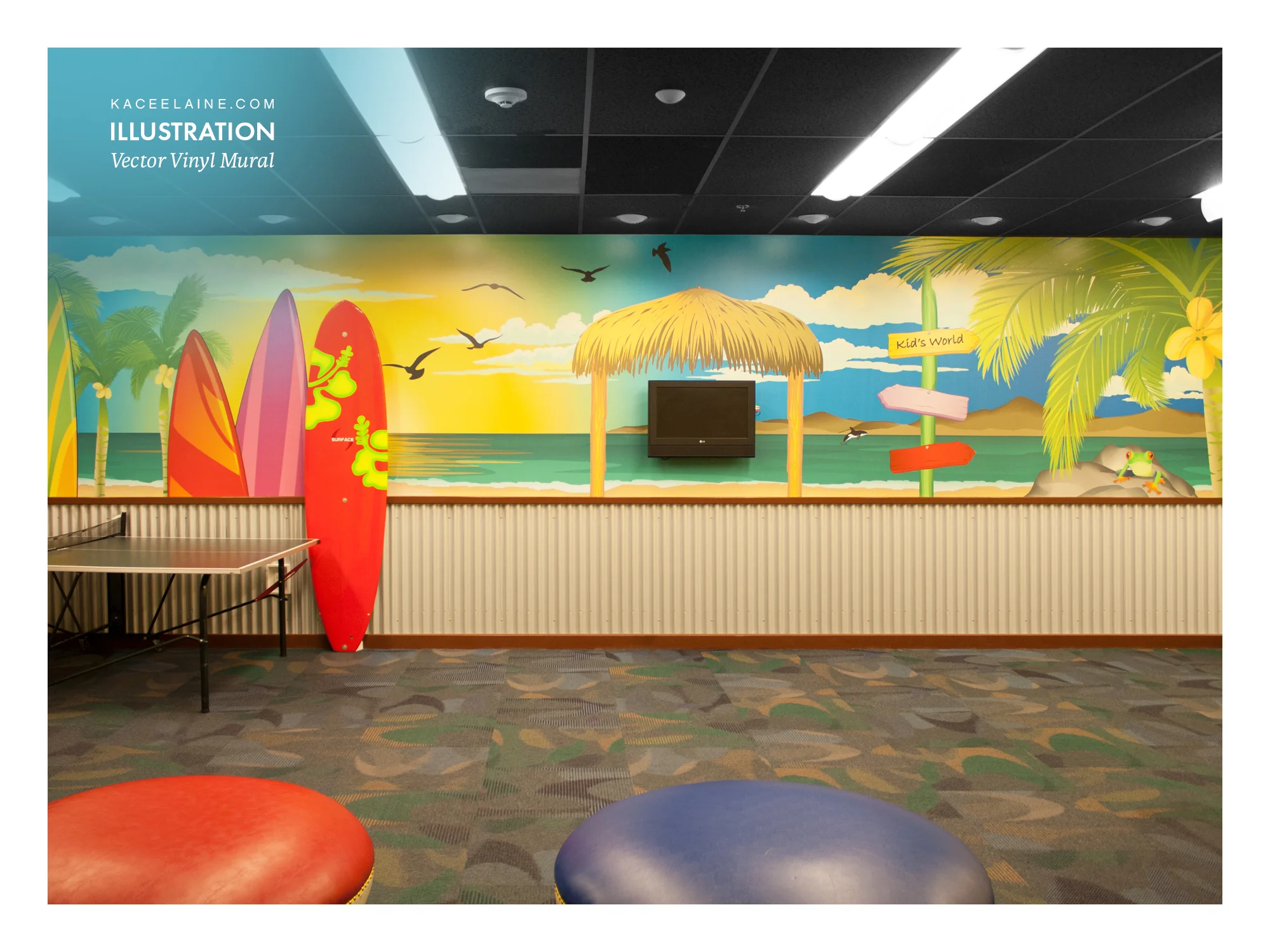 Beach Vector Mural Illustration
