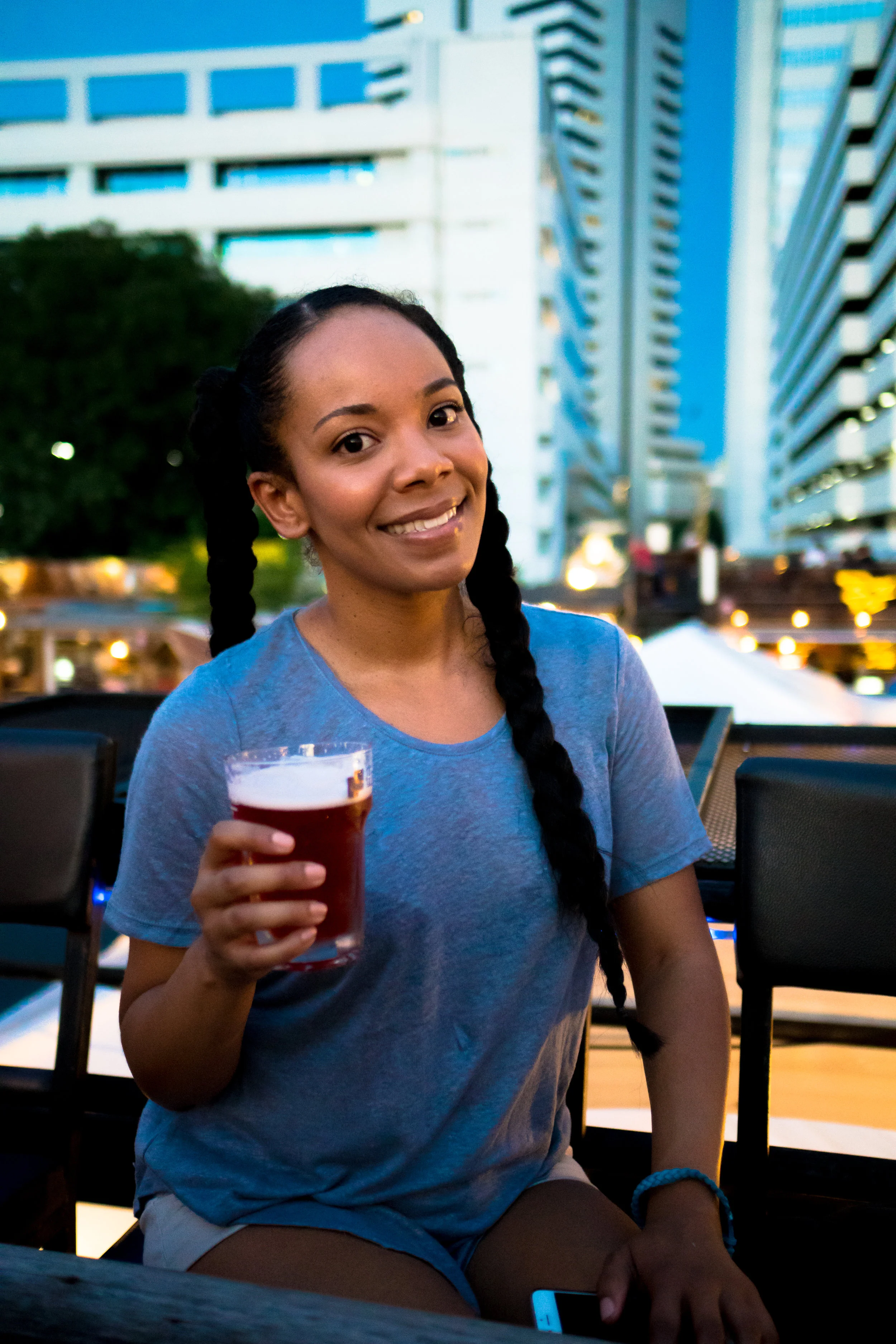 Enjoying a Beer at Ratchada Night Market