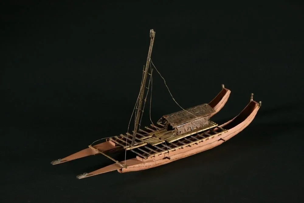  TE-PAPA COLLECTIONS. _Model Double-Hulled Canoe Vaka, Society island. 