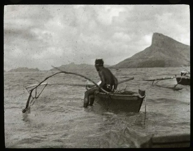  There is a notable similarity between old Tahitian and Hawaiian outriggers; however, their connection hull to float or ““ama” varies significantly. Both “iako” of the Hawaiian outriggers have a similar shape, while in the Tahitian design, one iako i