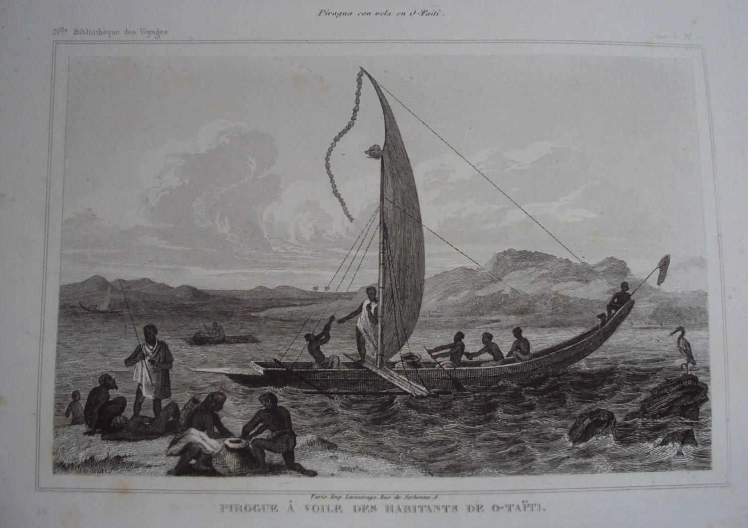  Society islands. “A view of the islands of Otaheite with several vessels of that nation.” Sketch drawn during Capt. Cook first voyage. Engraved by E. Rooker. 
