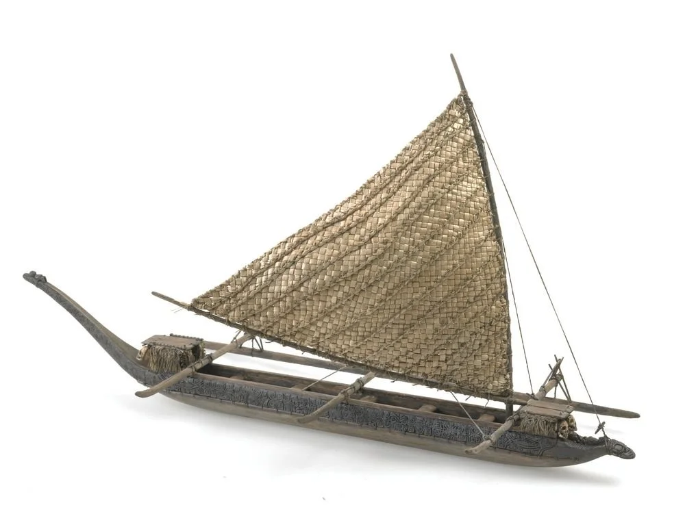  TePapa Collections model vaka touua (sailing Marquesan canoe) 