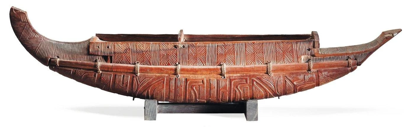  Small model of a Marquesan voyaging canoe or “Vaka, Va’a, sometimes equipped with a sail. 