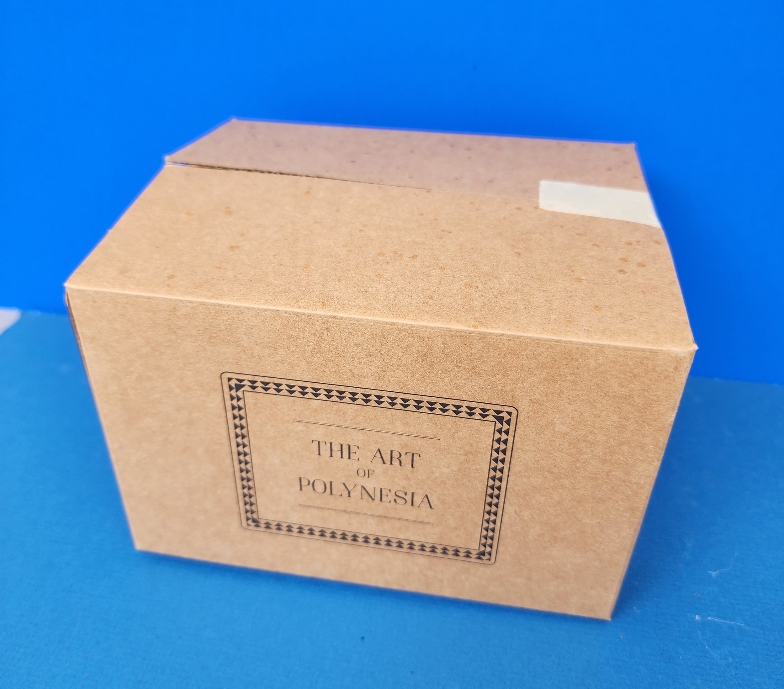  The Manini canoe with its protecting sleeve placed in a custom-buitt corrugated box, ready to be shipped. 