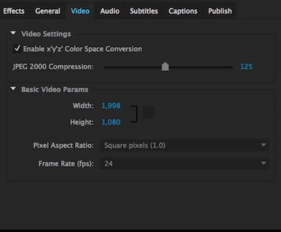 The Export Settings available within Adobe Media Encoder