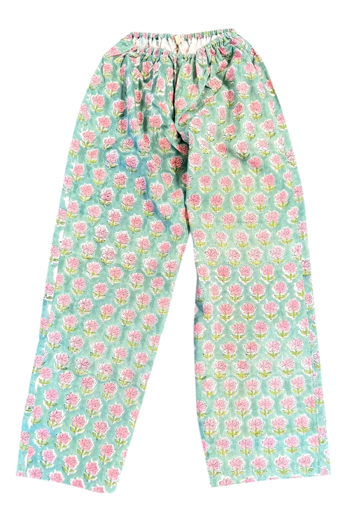 Block Print Pajama Pants in Cotton & Linen | Ya Living — Ya Living