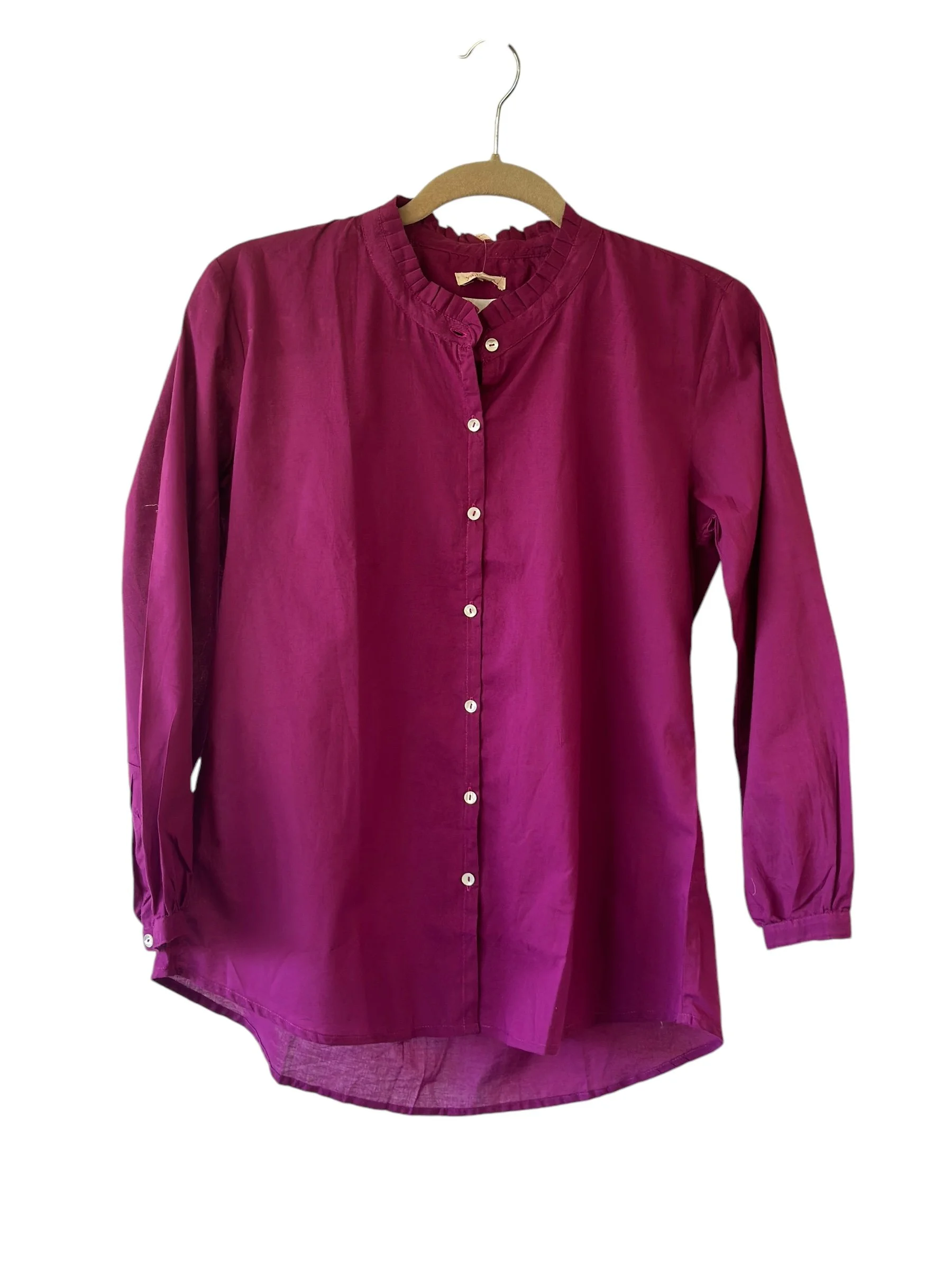 Burgundy Bordeaux Risa Ruffled Cotton Top