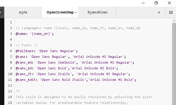 3 - Paste the code above into a new tab, like the screenshot above. Make sure to save your file after changing the style code, to see the preview in your map.