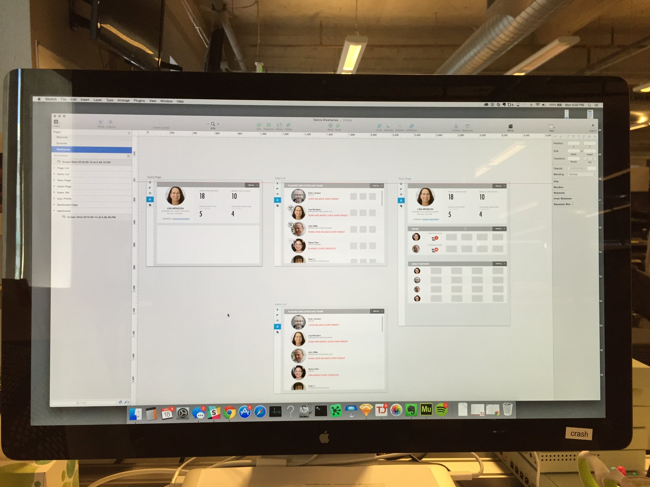 We experimented with different layouts to see how managers would differentiate between individual and team information.