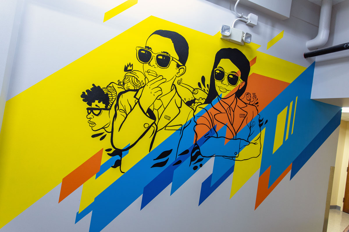 “Looking towards a successful future”-Interior mural for UMB’s School of Economics, by JT Daniels & Sikestyle 2019