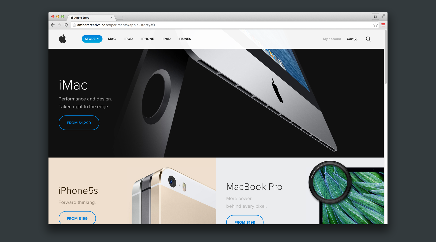 Amber Creative’s redesign of the Apple Store website.