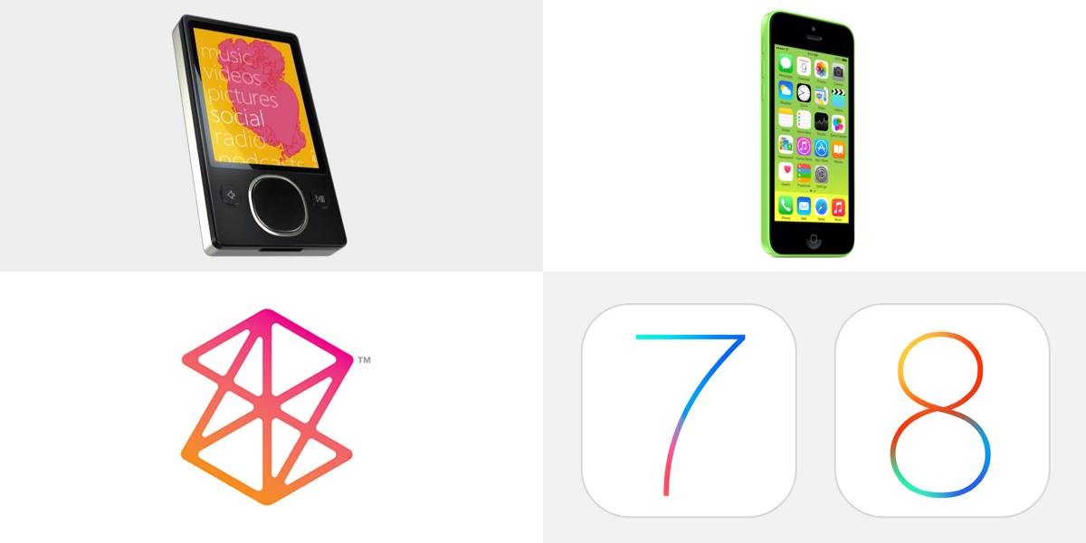 Giving credit where it's due, Apple's Marketing and Communications department, the team responsible for the aesthetic coup of iOS 7, was late to the garish colors party. Microsoft had been using similar colors on their Zune platform many years earlier, in 2006.