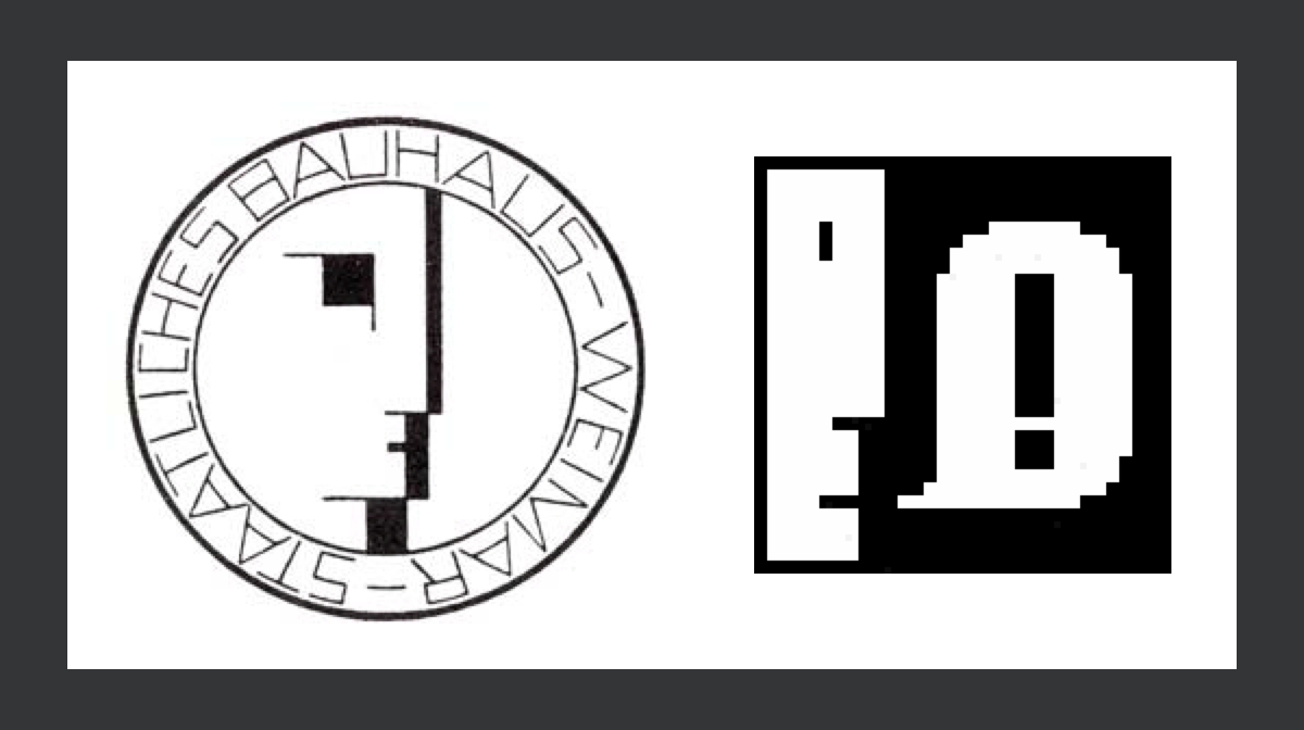 Oskar Schlemmer's Bauhaus Emblem (1922) provided inspiration for Susan Kare's Macintosh notification icon (1984).