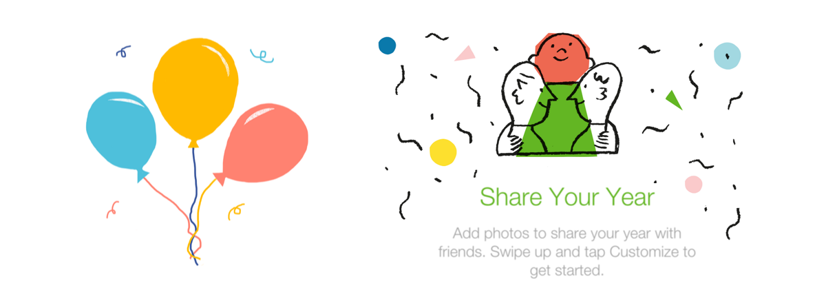These modernist-inspired scrawlings are what passes for illustration today. (From Facebook's Year in Review .)