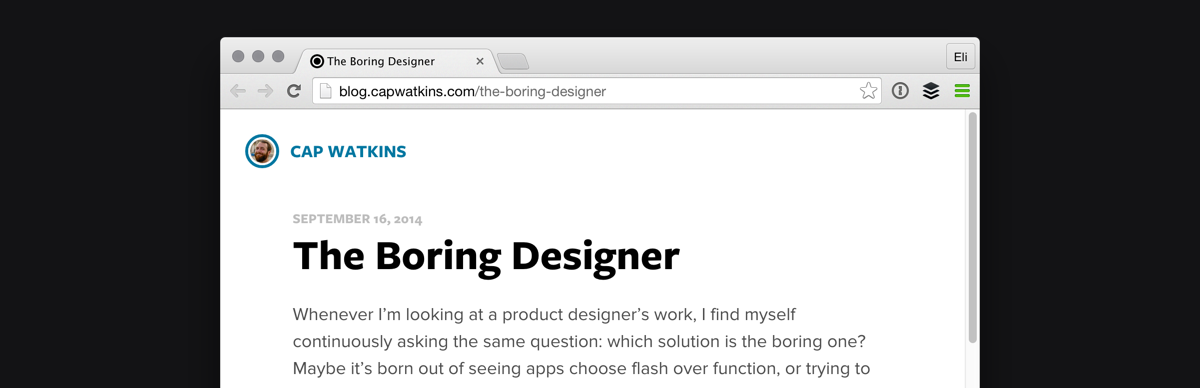 Cap Watkins is on a quest to hire as many boring designers as possible.