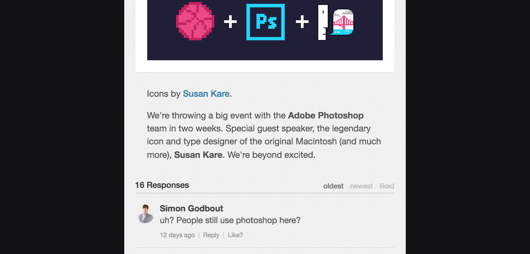 This Dribbble comment went without a response after being seen by 6000 visual designers.