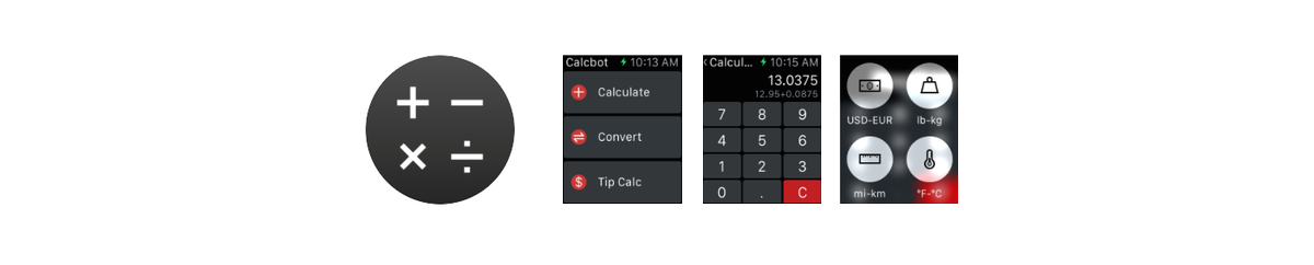 Calcbot for Apple Watch takes the non-branded brand to a whole new level: Tapbots does not even include their one remaining signature: the Tapbots blue.
