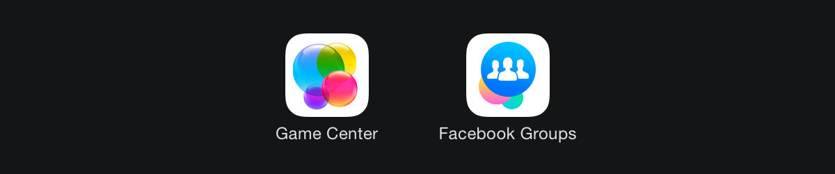 Apple's Game Center (2013) and Facebook Groups (2014).