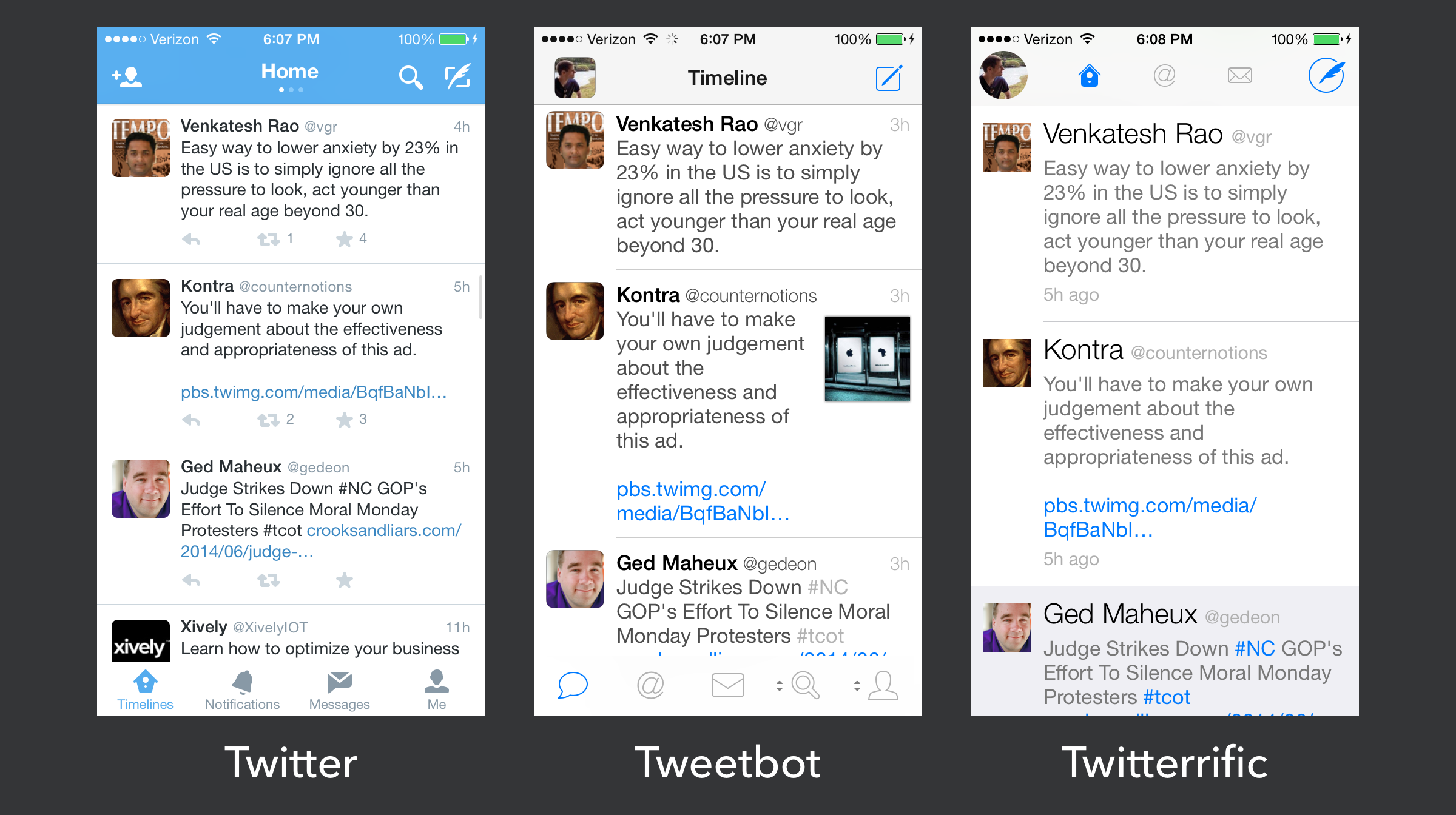 iOS Twitter clients shortly after iOS 7 launched.