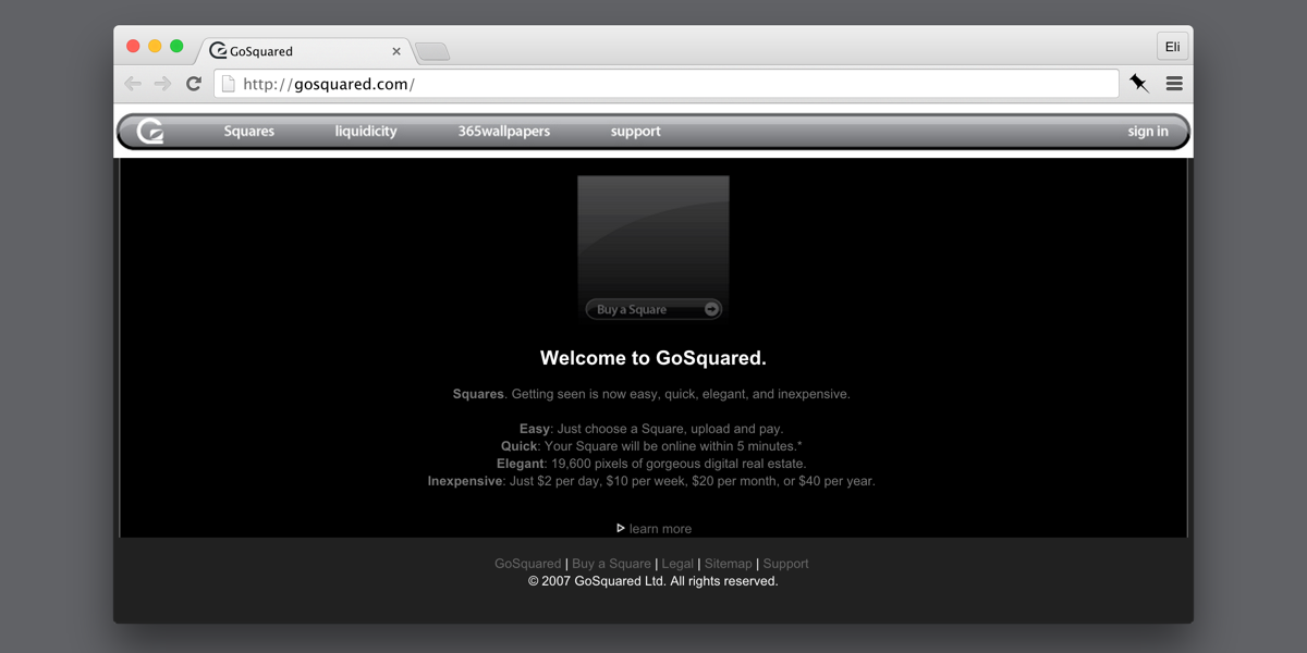 An early version of the GoSquared site.