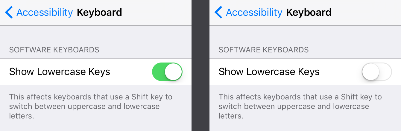 One can change back to the all-caps keyboard in Accessibility settings.