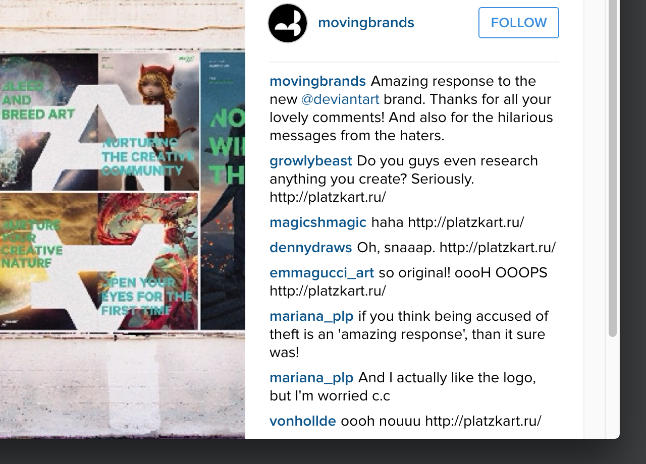 The Instagram comments on the logo launch.