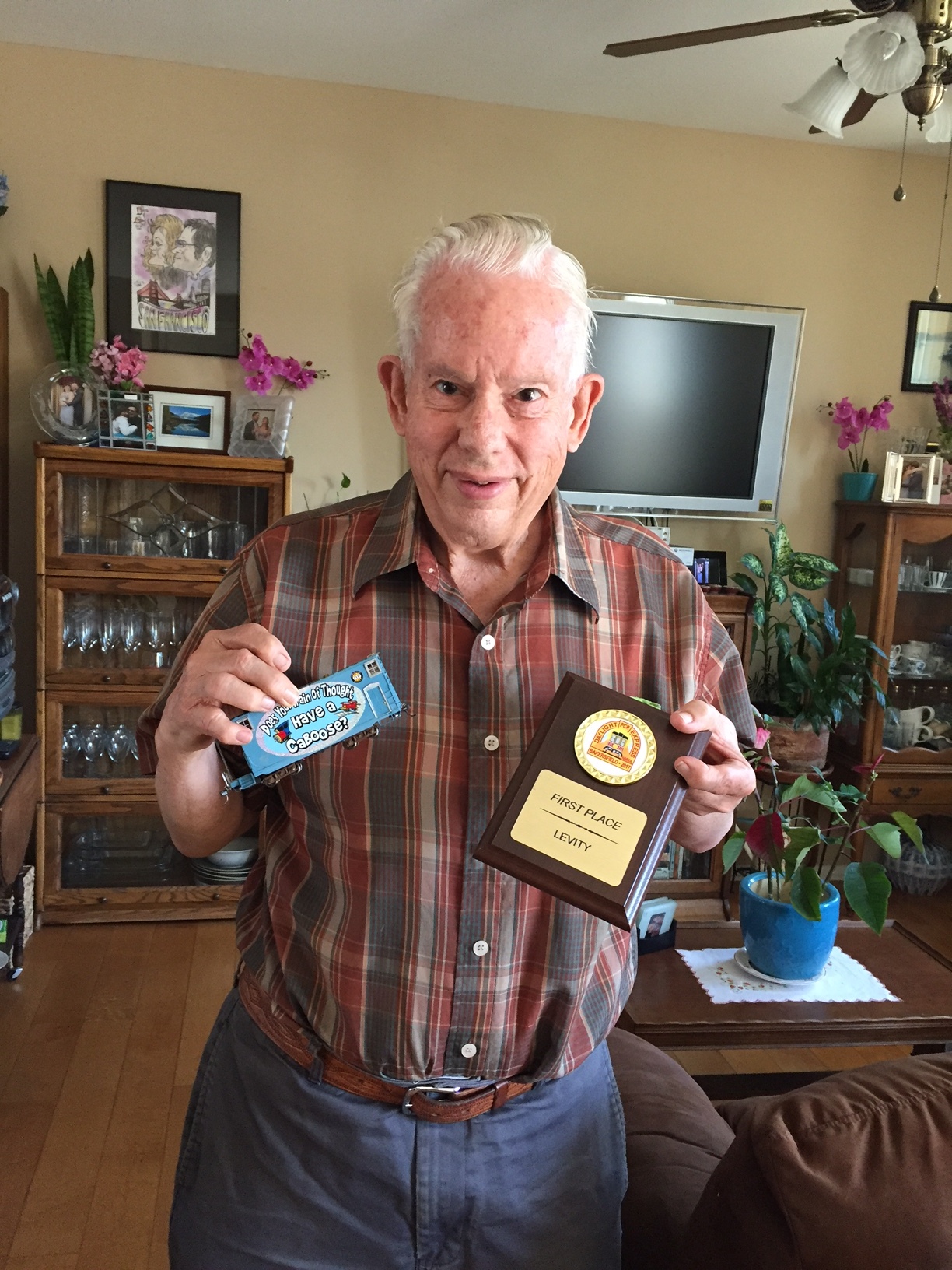 Bill Chappell with his first-place, whimsical caboose.
