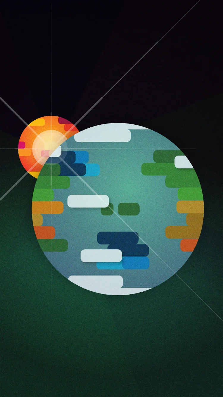 The Planet in Motion - rejected design repurposed as an iphone wallpaper.