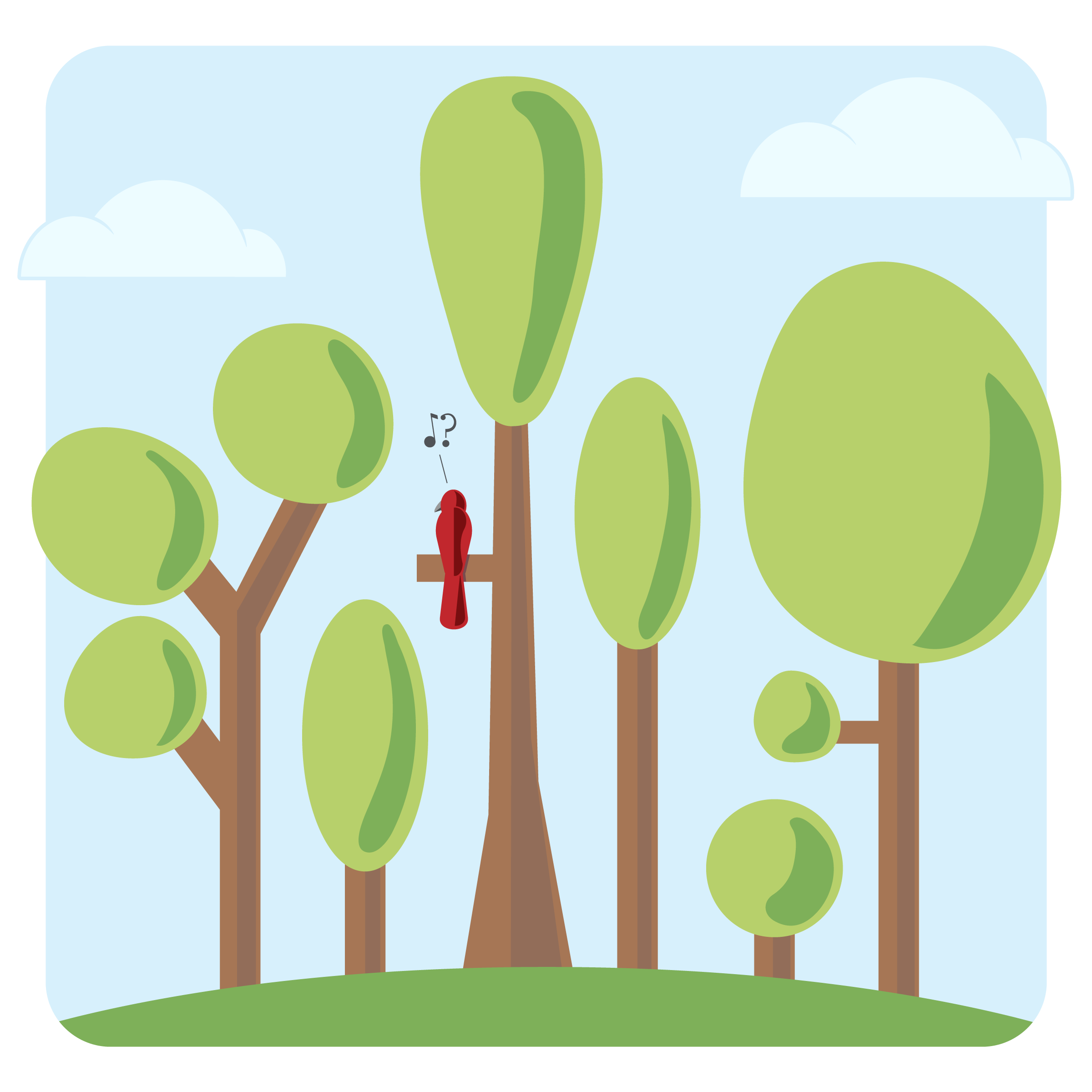 Vector illustration, depicting the notion of "empty forest" syndrome