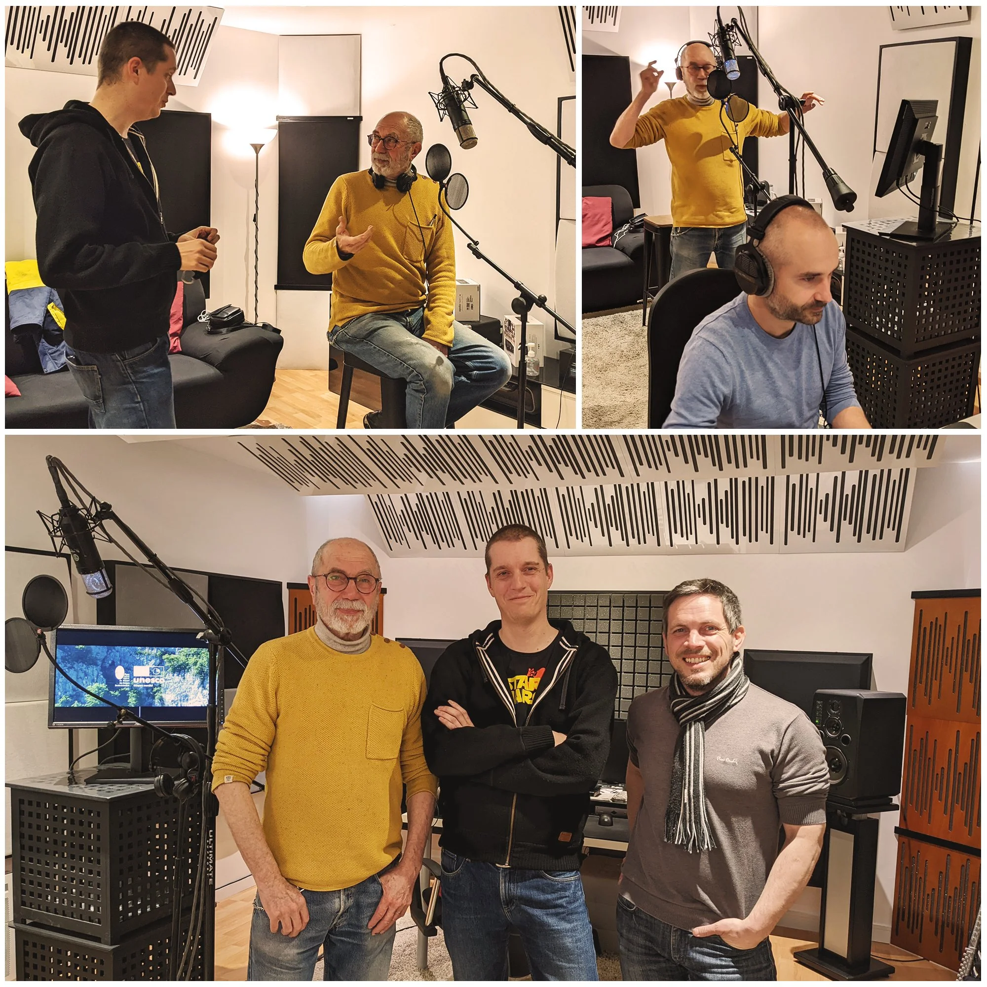 Enregistrement de la voix-off française avec Féodor Atkins chez WarmupStudio