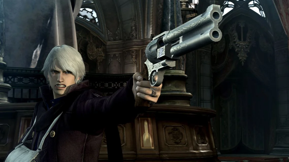 This is Nero, a completely separate and unique character from Dante. His coat is purple.