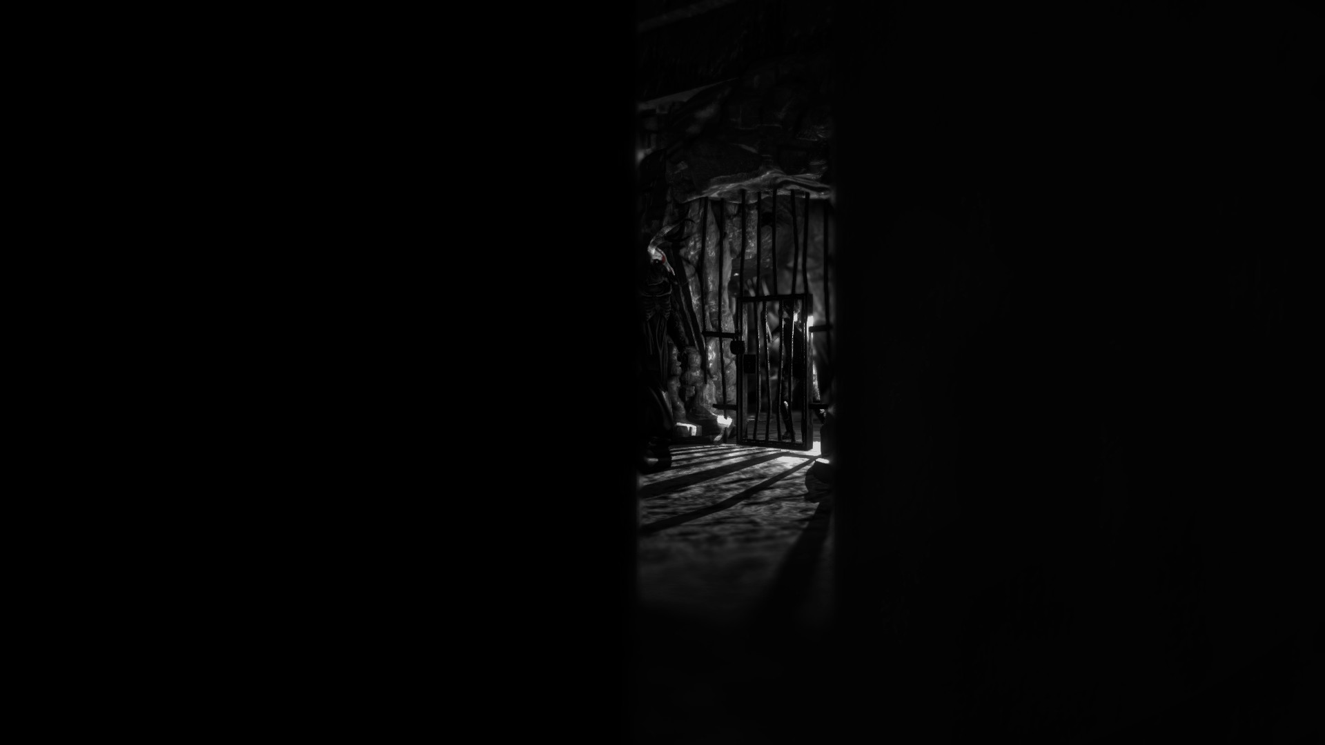 Hiding in a cupboard, the shadows add greatly to the unsettling atmosphere