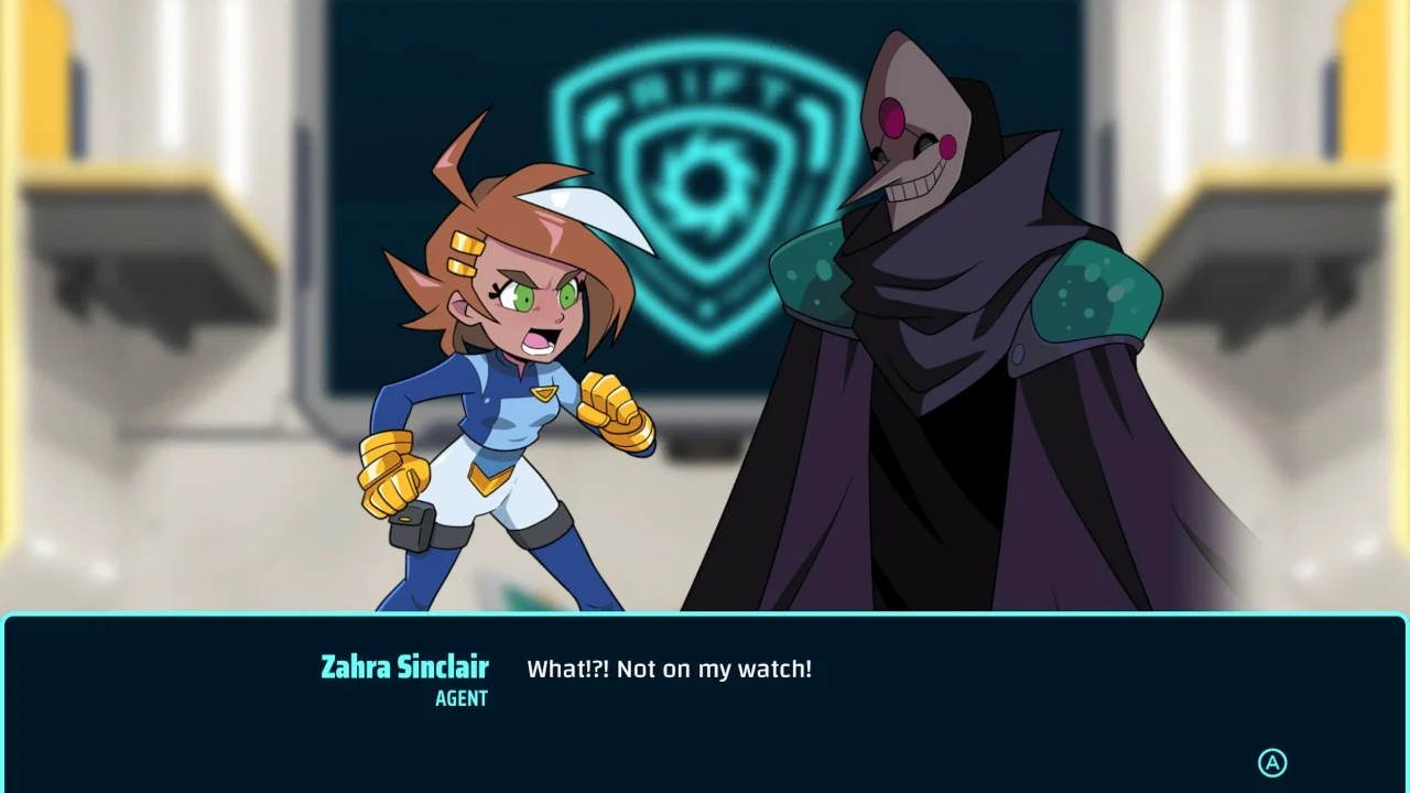 “Look at porn on your own Apple Watch!” Our Zahra admonishes the game’s Big Bad, Suspect X.
