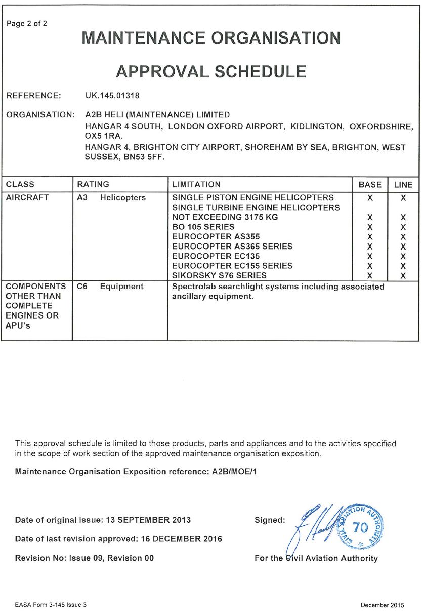 Part 145 Certificate Page 2 of 2