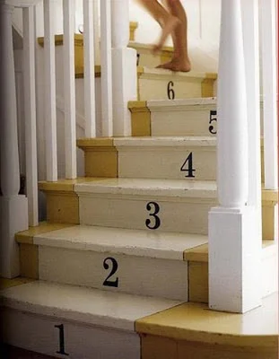 Numbered Stair Risers – This simple idea would be great for a young family with kids! (from studiobcreativejuice.com)