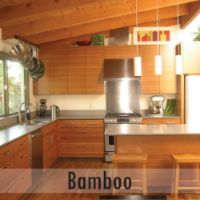 Ikea kitchen with high end bamboo doors and drawers