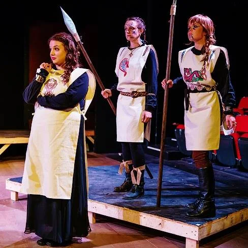 Regan (Katharine Jordan) & her Warrior Women (Abbie Zuker & Elizabeth Wagner) Photo by: Martin DelVecchio