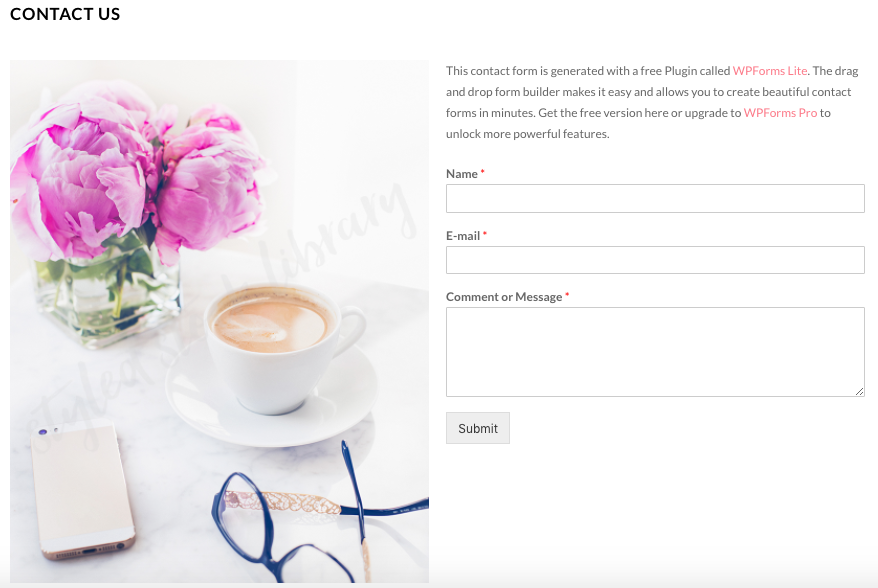 Bluchic's example for how to use Haute Stock images to create beautiful "Contact Me" website pages! To see more examples click to read the full blog post!