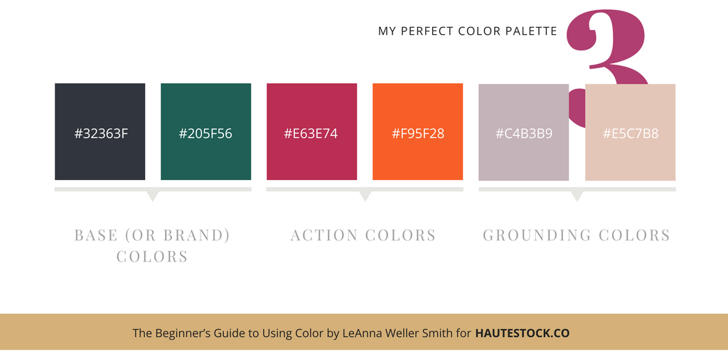 Narrow your perfect color palette down to 5-6 colors! Examples for how to use images to inspire your perfect brand color palette!  For more tips click here!