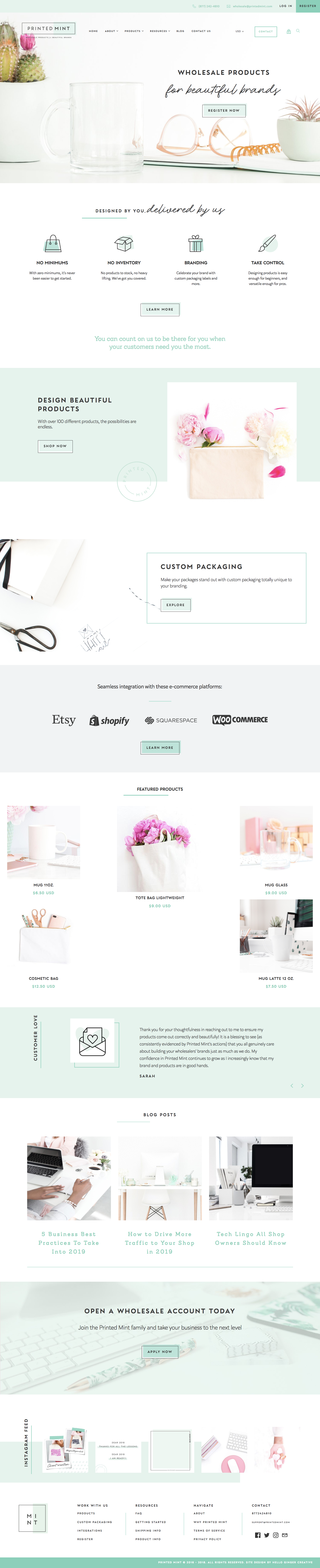 Printed Mint's website is absolutely gorgeous! We love how all the elements — font, colors, shapes, design, and images — come together to create this cohesive look. Printed Mint has used many Haute Stock photos throughout their site that go with the…